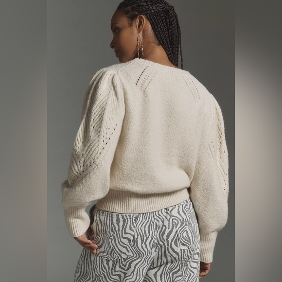 NWT! By Anthropologie Scalloped Collar Sweater in Ivory - Size 3X 🪑 - Picture 2 of 14